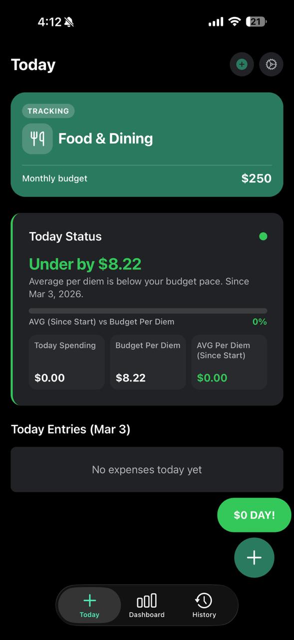 PerDiem - Set your monthly budget with quick presets